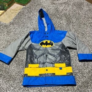 Western Chief Batman Rain Coat Jacket Kids Toddler Size 5 Blue Fleece Quilted